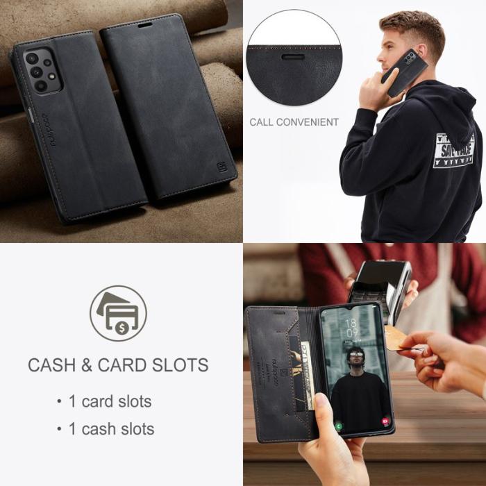 AUTSPACE - AUTSPACE A01 Wallet Fodral för Samsung Galaxy M23 5G - Svart