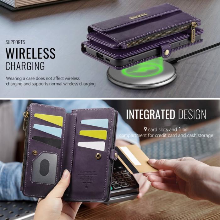 Caseme - CASEME Konstläder Plånboksfodral till Samsung Galaxy S25 med RFID-Skydd, Lila