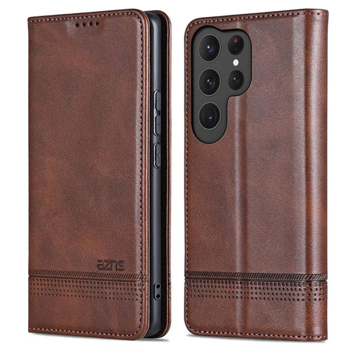 AZNS - AZNS Samsung Galaxy S25 Ultra Plånboksfodral Konstläder - Brun