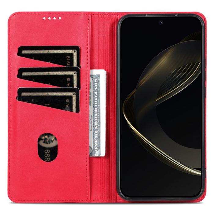 AZNS - AZNS Samsung Galaxy S25 Ultra Plånboksfodral Konstläder - Röd