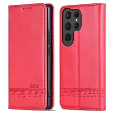 AZNS - AZNS Samsung Galaxy S25 Ultra Pl&aring;nboksfodral Konstl&auml;der - R&ouml;d