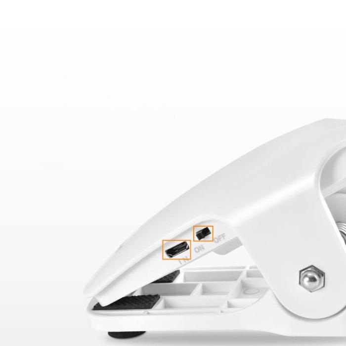 UTGATT5 - Trådlös LED-läslampa med klämma + micro USB-kabel - Vit