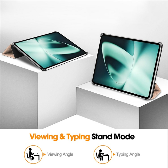 A-One Brand - OnePlus Pad Fodral Smart Tri-Fold Stand PU-Läder - Rosa Guld