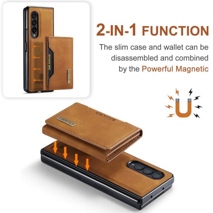 DG.MING - DG.MING Konstläder Plånboksfodral för Samsung Galaxy Z Fold3 5G - Brun