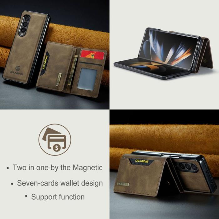 DG.MING - DG.MING Konstläder Plånboksfodral för Samsung Galaxy Z Fold3 5G - Brun