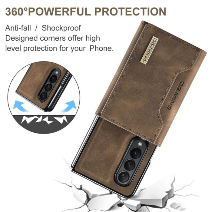 DG.MING - DG.MING Konstläder Plånboksfodral för Samsung Galaxy Z Fold3 5G - Brun