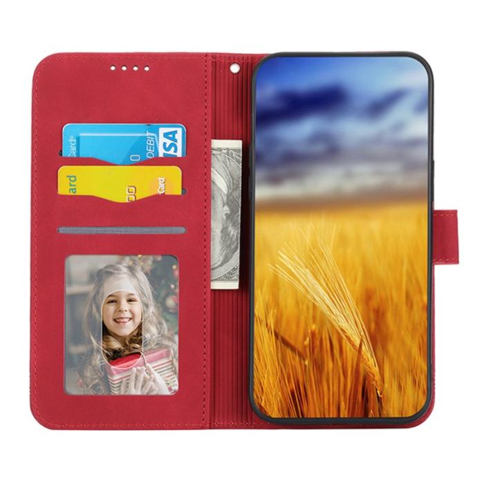 DIERFENG - DIERFENG DF-03 iPhone 14 Plus Plånboksfodral Konstläder - Röd