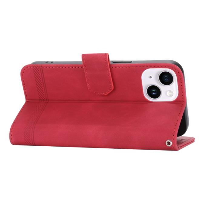 DIERFENG - DIERFENG DF-03 iPhone 14 Plus Plånboksfodral Konstläder - Röd