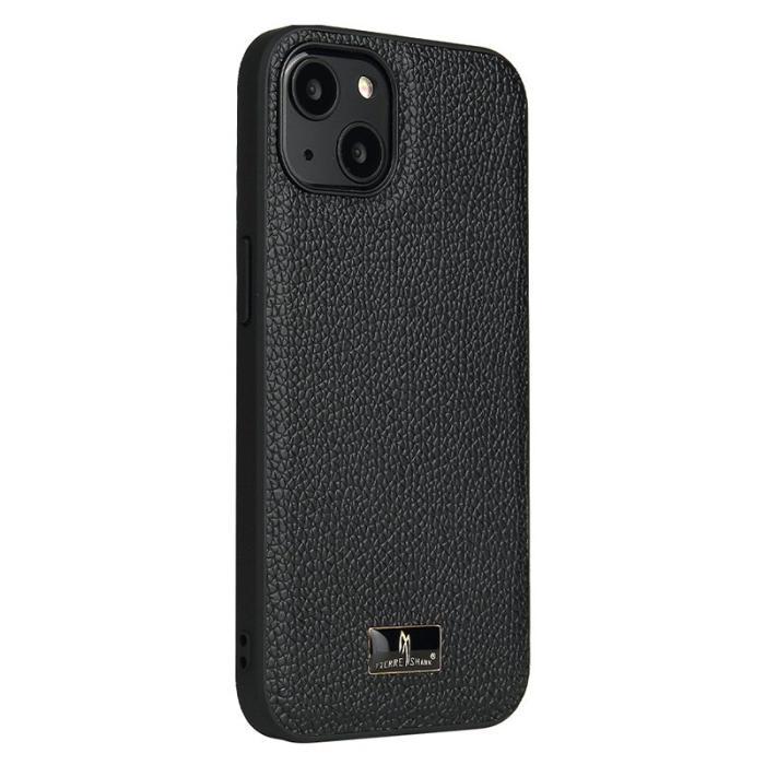 FIERRE SHANN - FIERRE SHANN för iPhone 15 Fodral KonstLäder - Litchi Mönster - Vit