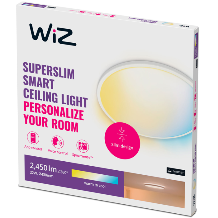 Wiz - Wiz WiFi SuperSlim Plafond Ø430 22W 2450lm Varm-kallvit
