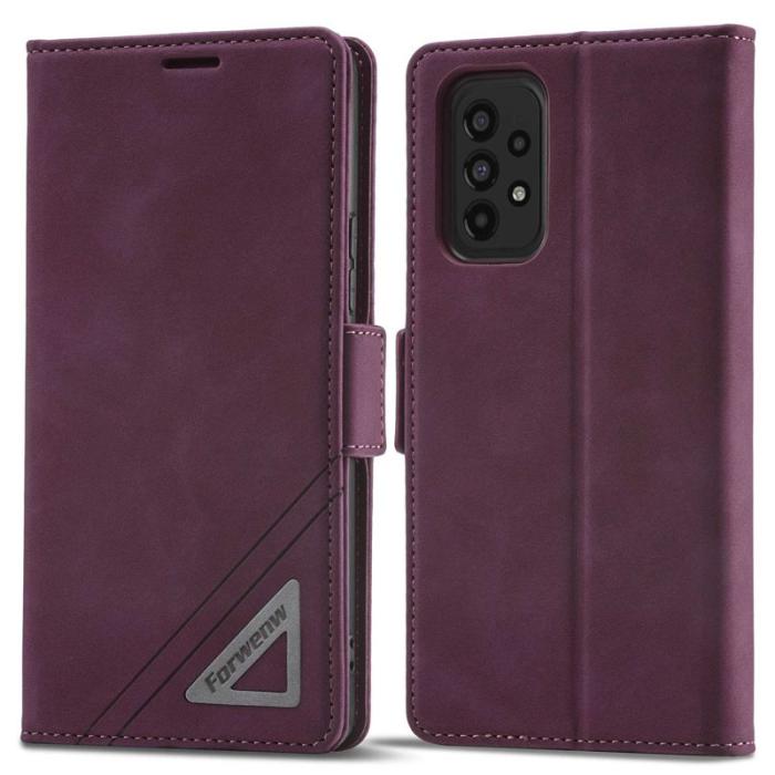 FORWENW - FORWENW F3-Series Samsung Galaxy A53 5G Konstläder Plånboksfodral - Vinröd