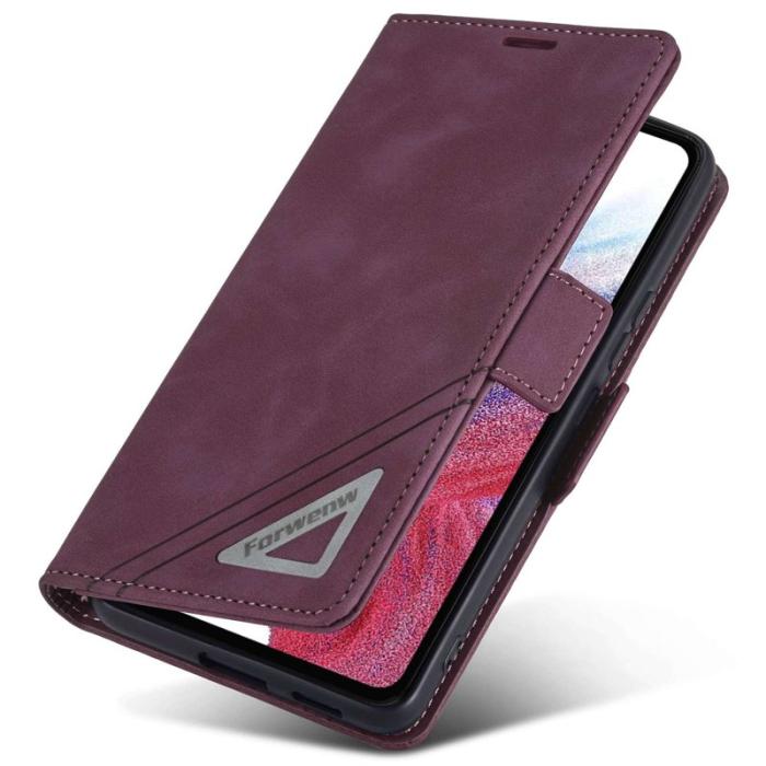 FORWENW - FORWENW F3-Series Samsung Galaxy A53 5G Konstläder Plånboksfodral - Vinröd