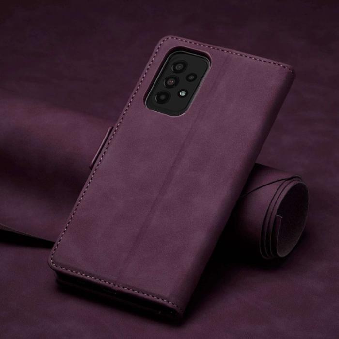 FORWENW - FORWENW F3-Series Samsung Galaxy A53 5G Konstläder Plånboksfodral - Vinröd
