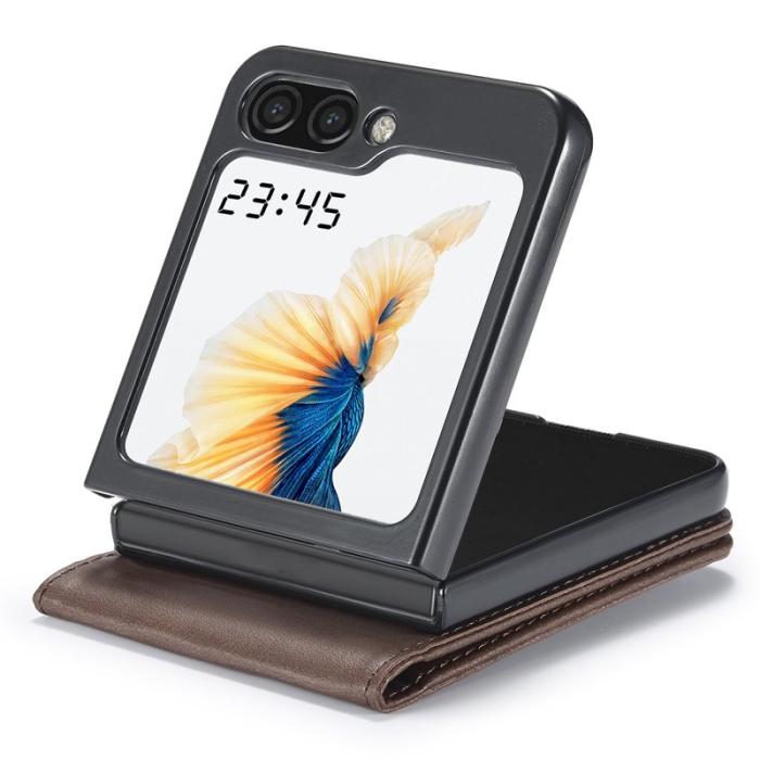 LC.imeeke - LC.IMEEKE Plånboksfodral för Samsung Galaxy Z Flip7 FE 5G - Konstläder - Brun