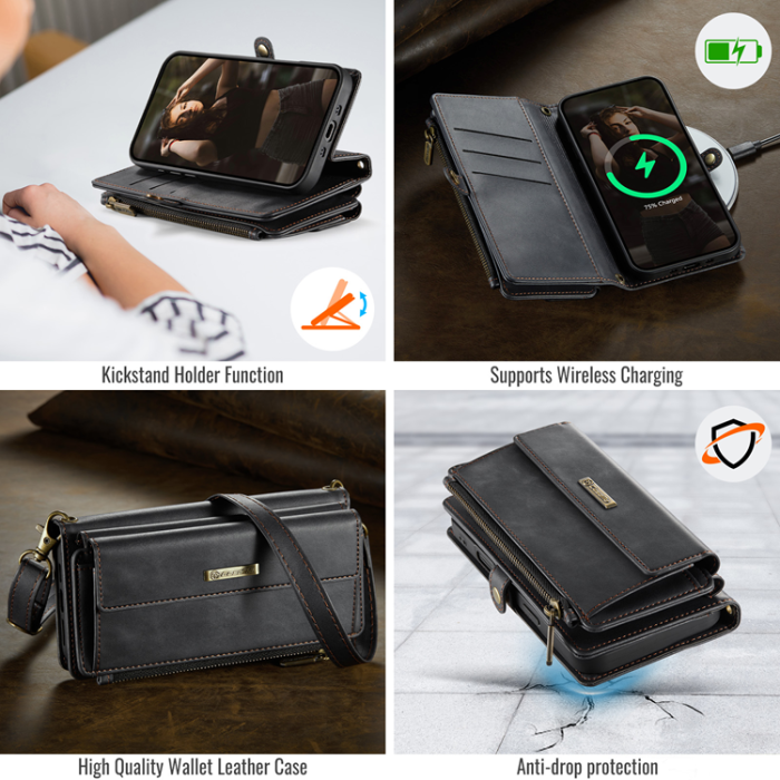 Caseme - CASEME iPhone Air Plånboksfodral Zipper RFID C39 - Svart