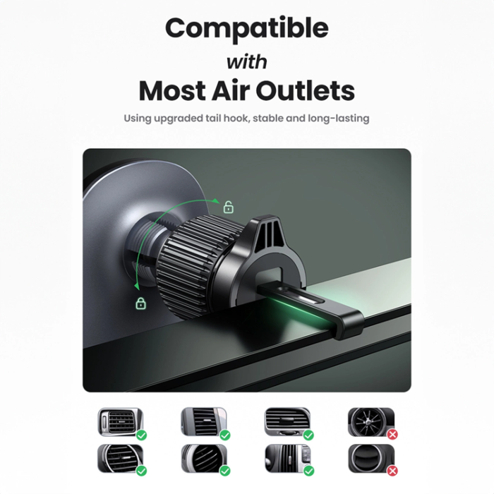 Ugreen - Ugreen CD345 Magnetisk Bilhållare För Luftventil - Svart