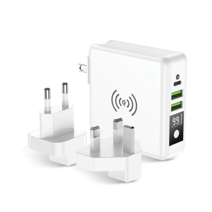 Forcell - Forcell 4in1 Väggladdare USB/USB-C och Powerbank 8000 mAh 15W - Vit