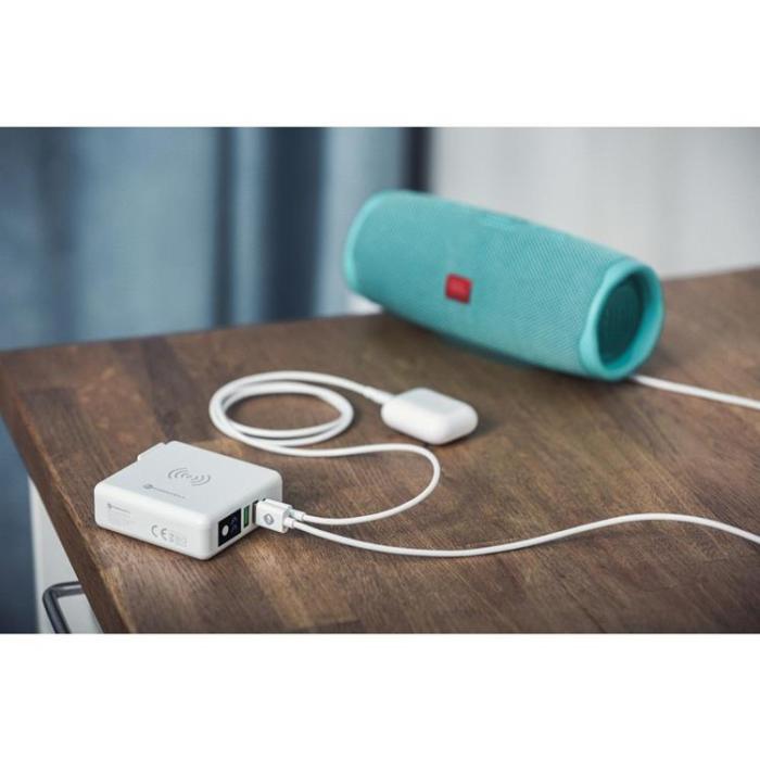 Forcell - Forcell 4in1 Väggladdare USB/USB-C och Powerbank 8000 mAh 15W - Vit