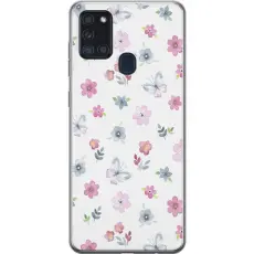 Gustaf - Mobilskal till Samsung Galaxy A21s med Blommor och fj&auml;rillar