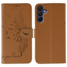 OEM - Samsung Galaxy S26 Plus Fodral Konstl&auml;der Feather Imprint - Brun