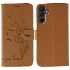 OEM - Samsung Galaxy S26 Fodral Konstl&auml;der Feather Imprint - Brun