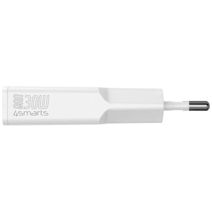 4smarts - 4smarts Snabbladdare 30W 2xUSB-C GaN FlatPlug Slim - Vit