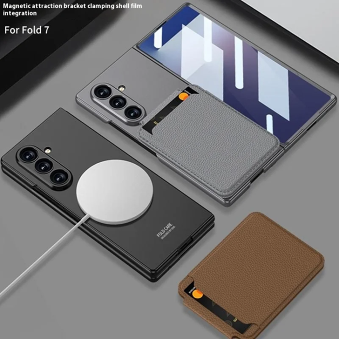 GKK - GKK Galaxy Z Fold 7 Mobilskal Magsafe Korthållare - Brun