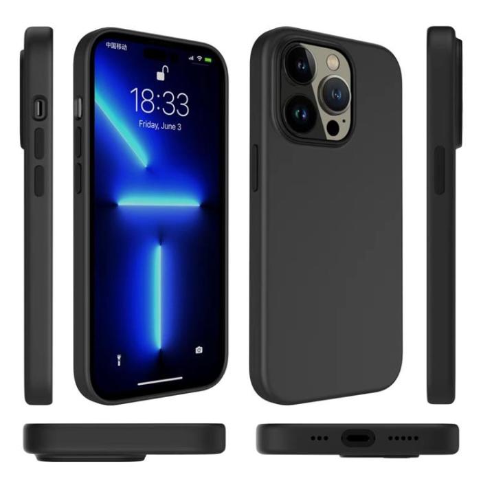 A-One Brand - iPhone 14 Pro Max Skal Liquid Silicone - Svart