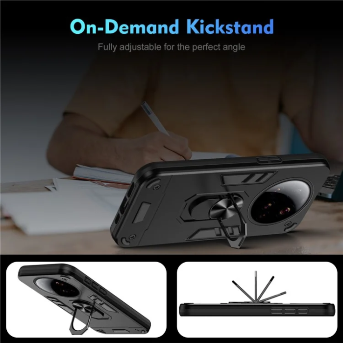 A-One Brand - Xiaomi 15 Ultra Mobilskal Defend Ring Kickstand - Svart