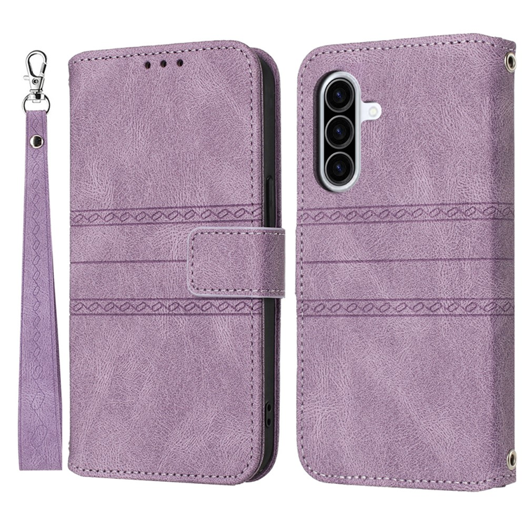 Galaxy A17 / A26 Plånboksfodral Imprinted Läder - Lila | 2353 | AlltMobil