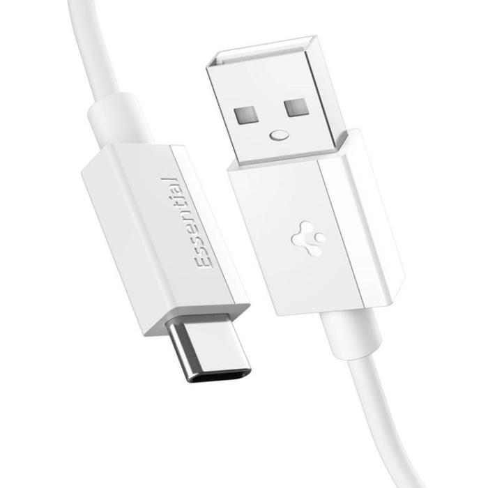 Spigen - Spigen USB-A till USB-C kabel Essential 1m 60W - Vit