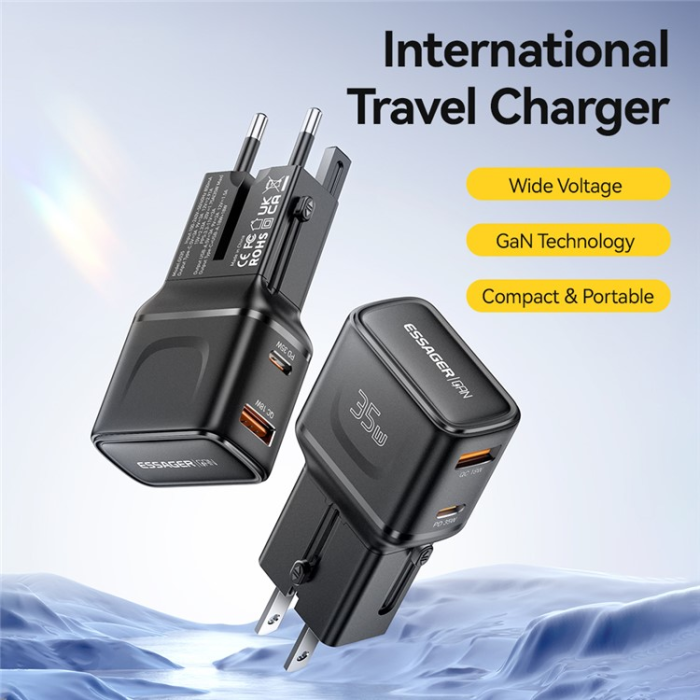 ESSAGER - ESSAGER GaN Snabbladdare 35W USB-C - USB-A US-EU-UK-AUS G535