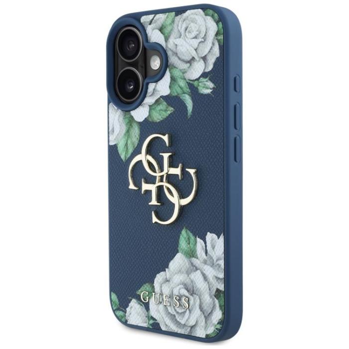 Guess - Guess iPhone 16 Mobilskal Grained Roses Big 4G logo - Blå