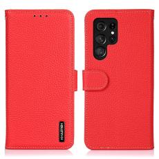 KHAZNEH - KHAZNEH Samsung Galaxy S26 Ultra Pl&aring;nboksfodral &Auml;kta L&auml;der Flip - R&ouml;d