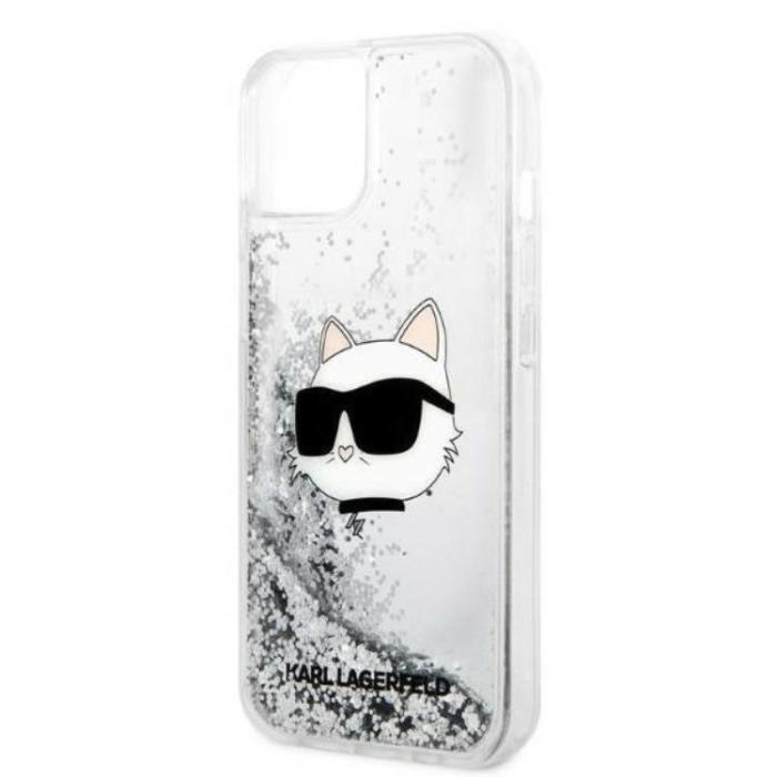 KARL LAGERFELD - Karl Lagerfeld iPhone 14 Plus Skal Glitter Choupette Head - Silver