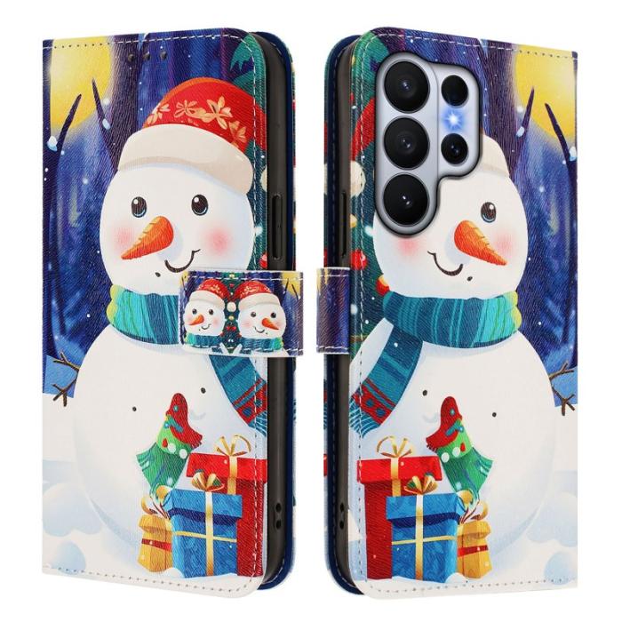 OEM - Samsung Galaxy S26 Ultra Fodral Konstläder Julmönster - Vit