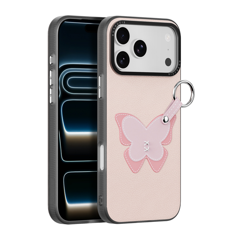 DUX DUCIS iPhone 17 Pro Max Mobilskal Fingerring/Rem Luvy Series (Light Pink & Butterfly) | 2353 | AlltMobil