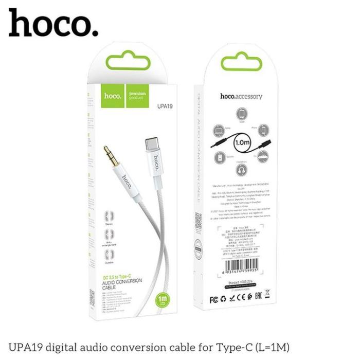 Hoco - HOCO Kabel AUX Jack 3,5 mm till USB-C UPA19 1 m silver