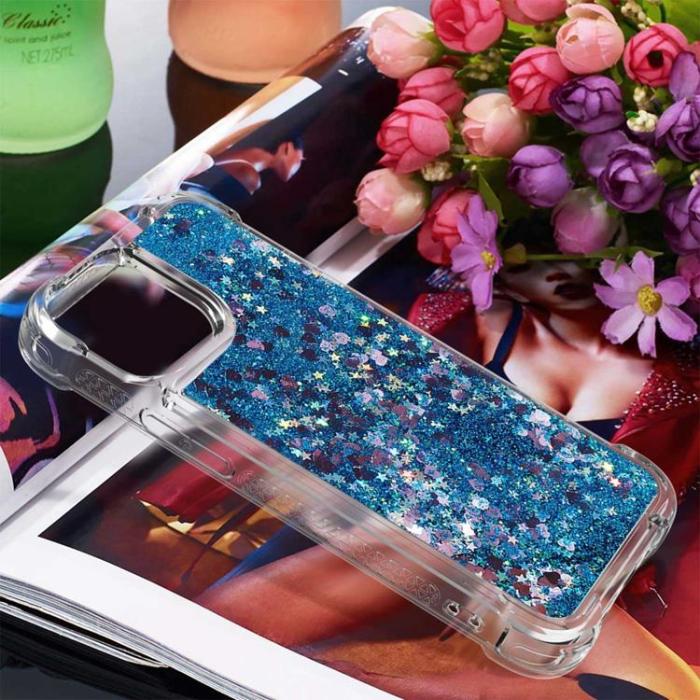 OEM - iPhone 14 Pro Skal Liquid Floating Glitter - Blå