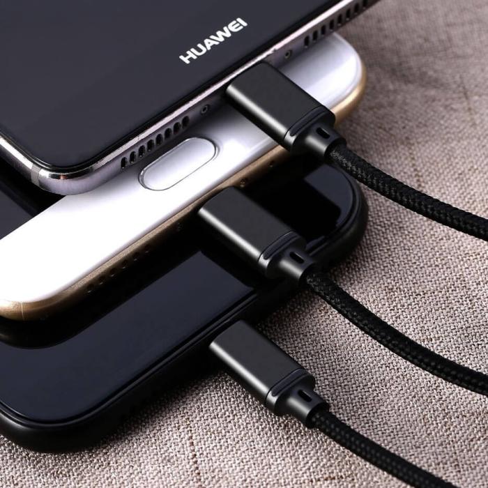 Remax - Remax Gition 3in1 USB microUSB/lightning/USB-C Kabel 1,15M Svart