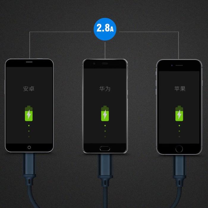 Remax - Remax Gition 3in1 USB microUSB/lightning/USB-C Kabel 1,15M Svart