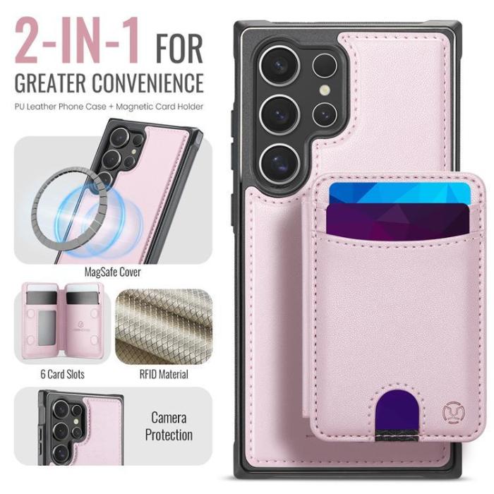 OEM - JEEHOOD Samsung Galaxy S23 Ultra Fodral KonstLäder - Rosa