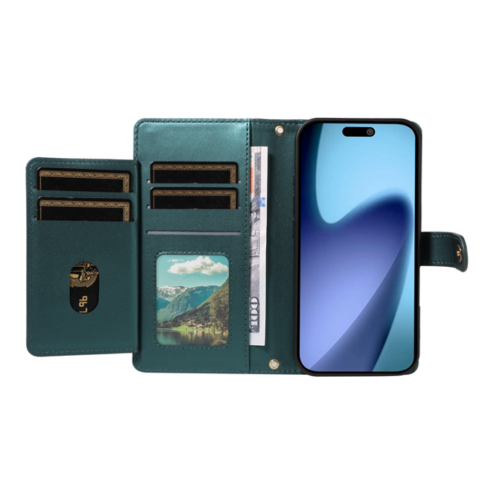 A-One Brand - iPhone Air Plånboksfodral Rhombus Läder - Svartgrön