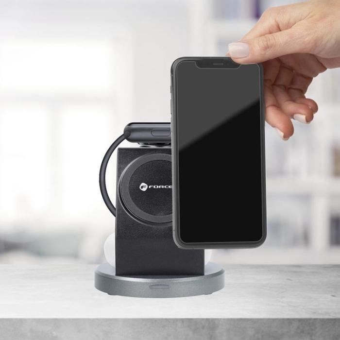 Forcell - Forcell 3-in-1 Trådlös Laddare Magsafe iPhone, Apple Watch, Airpods