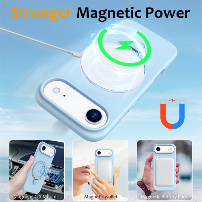 A-One Brand - iPhone Air Mobiskal MagSafe Kickstand PC + Silikon - Himmelsblå