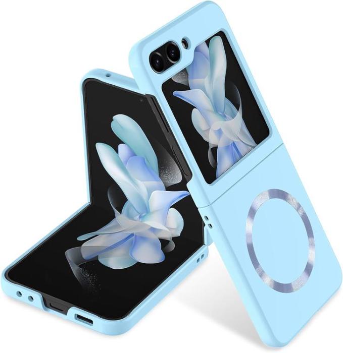 A-One Brand - Galaxy Z Flip 5 Mobilskal Magsafe Skinn-Touch - Babyblå