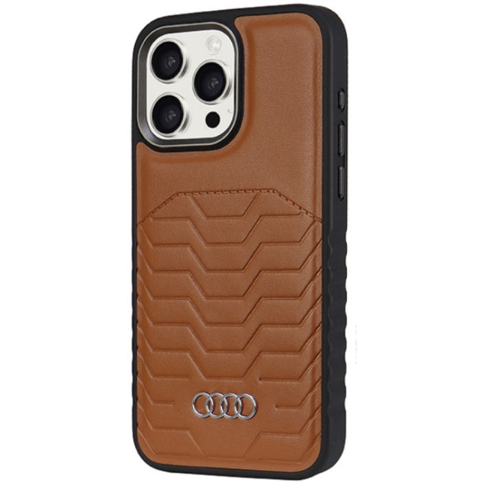 Audi - Audi iPhone 15 Pro Mobilskal Magsafe Synthetic Läder - Brun