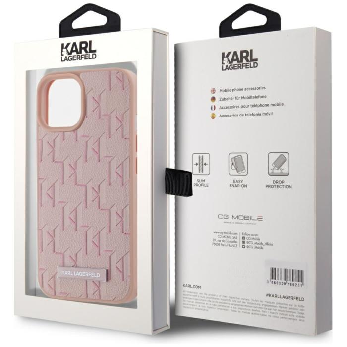 KARL LAGERFELD - Karl Lagerfeld Mobilskal till iPhone 15 MagSafe Mongram Logo - Rosa