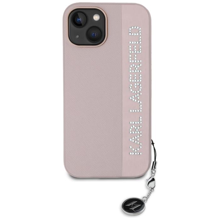KARL LAGERFELD - Karl Lagerfeld Mobilskal till iPhone 15 MagSafe Saffiano Rhinestones - Rosa