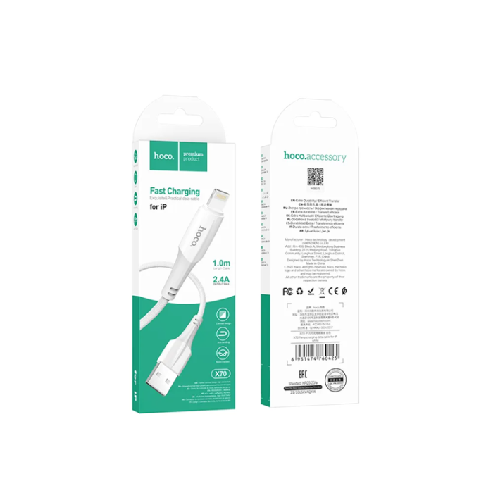 Hoco - HOCO USB-A till Lightning Kabel 2,4A X70 1 m white